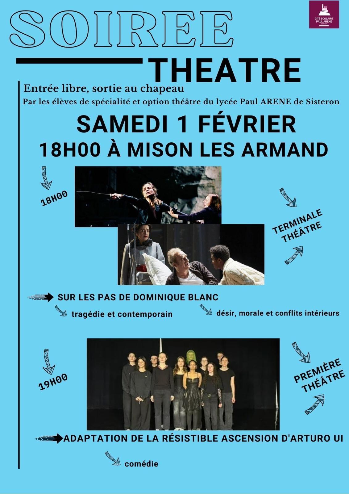 Affiche soiree theatre mison 01 fevrier 2025